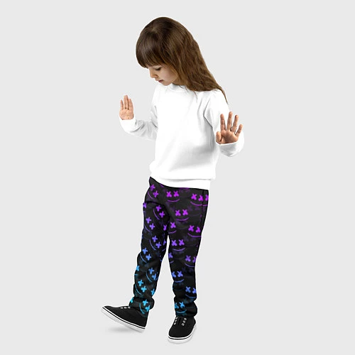 Детские брюки Marshmello: Dark Neon / 3D-принт – фото 3