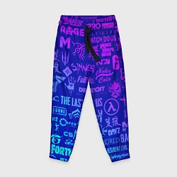 Детские брюки Неоновые геймерские лого