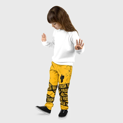 Детские брюки BILLIE EILISH: Yellow Tape / 3D-принт – фото 3