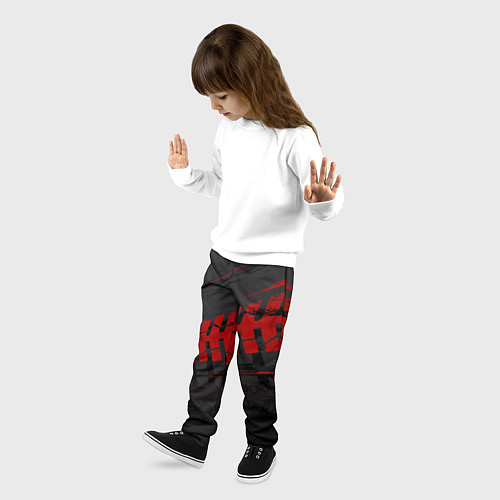 Детские брюки Красный след на черном / 3D-принт – фото 3