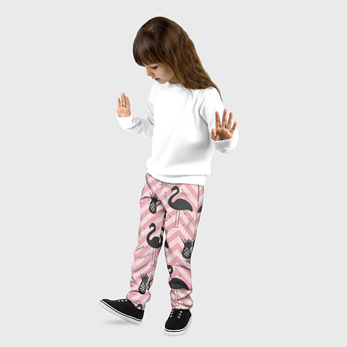 Детские брюки Черный фламинго арт / 3D-принт – фото 3