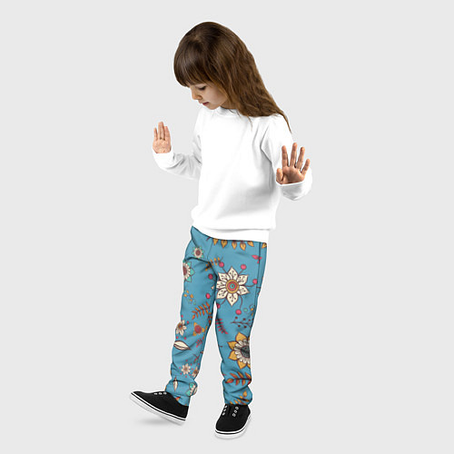 Детские брюки Цветочный рай узор / 3D-принт – фото 3