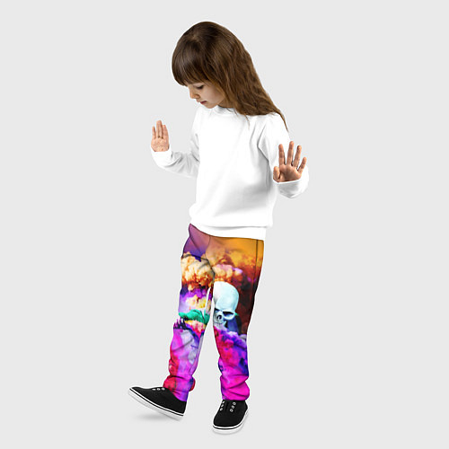 Детские брюки Череп в дыму / 3D-принт – фото 3