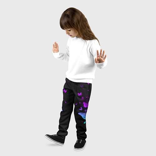 Детские брюки Бабочки в неоне / 3D-принт – фото 3