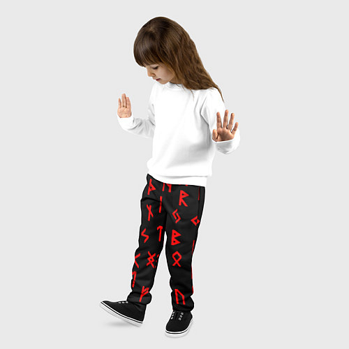 Детские брюки КРАСНЫЕ РУНЫ / 3D-принт – фото 3