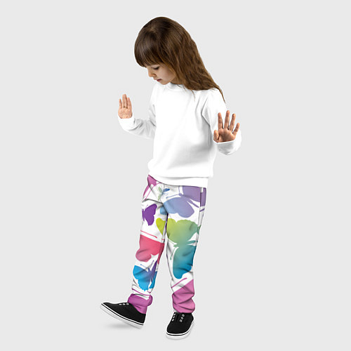 Детские брюки Разноцветные бабочки / 3D-принт – фото 3
