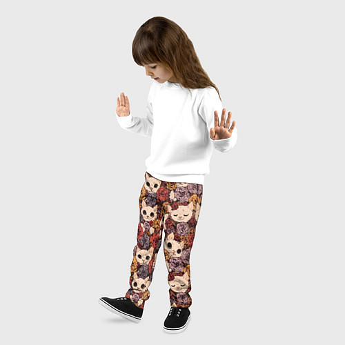 Детские брюки КОТИКИ В ЦВЕТАХ / 3D-принт – фото 3