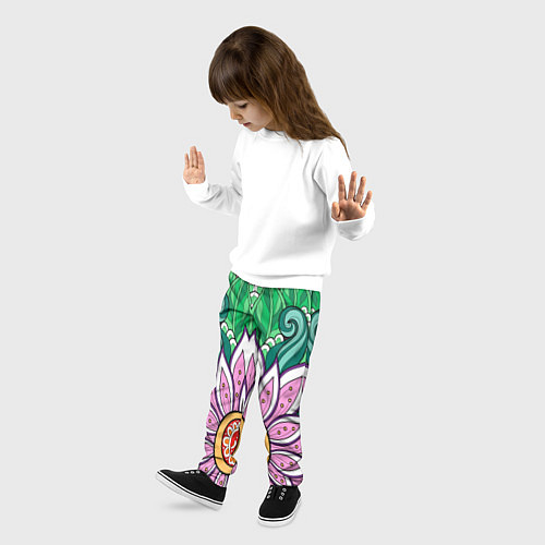 Детские брюки Цветок дудлинг линии лето / 3D-принт – фото 3