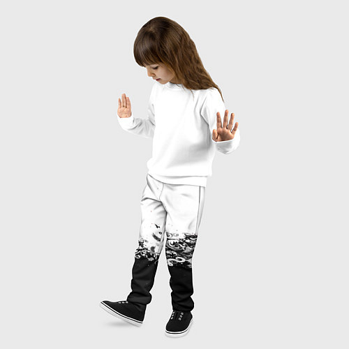 Детские брюки Узоры линии черный белый чб / 3D-принт – фото 3
