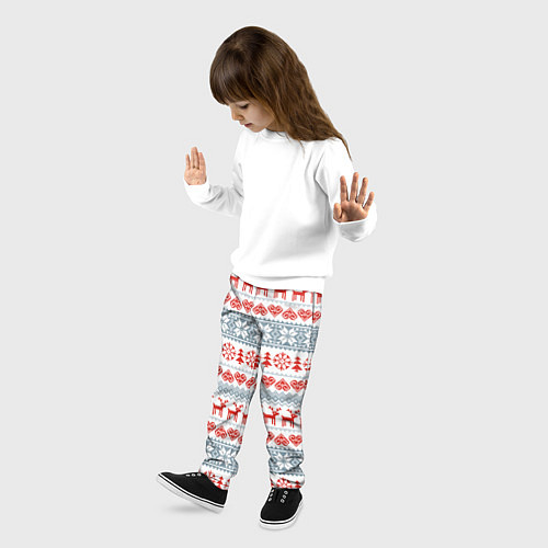 Детские брюки Новогодний пиксельный узор / 3D-принт – фото 3