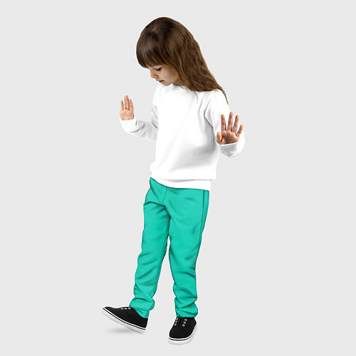 Детские брюки Бискайский зеленый без рисунка / 3D-принт – фото 3