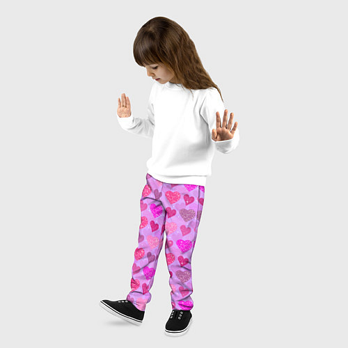Детские брюки Розовые сердечки / 3D-принт – фото 3