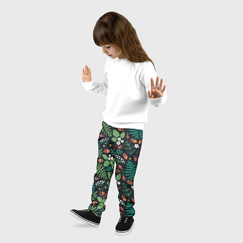 Детские брюки Лесные листочки цветочки / 3D-принт – фото 3