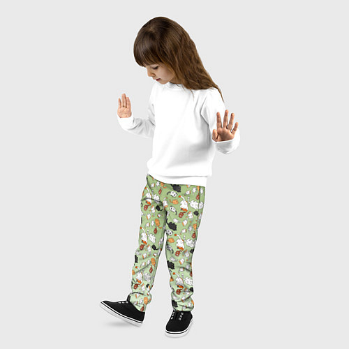 Детские брюки Много рисованных котов узор / 3D-принт – фото 3