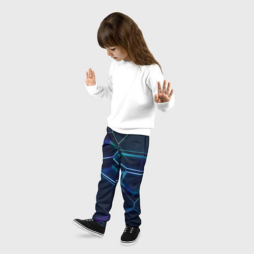 Детские брюки 3D ПЛИТЫ НЕОНОВЫЕ ПЛИТЫ / 3D-принт – фото 3