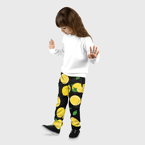 Детские брюки Лимоны на чёрном / 3D-принт – фото 3