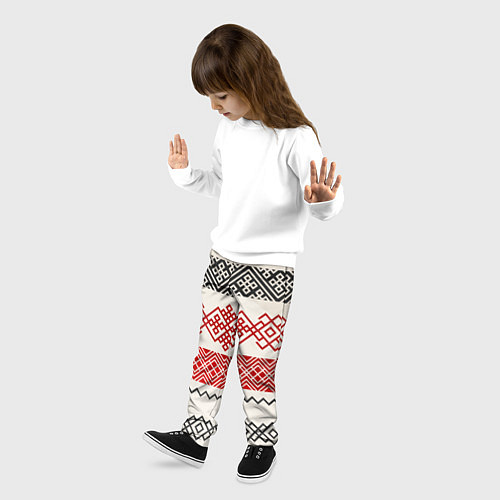 Детские брюки Славянский узор красно-черный / 3D-принт – фото 3