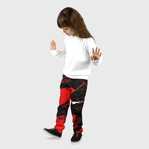 Детские брюки Красный волк 3D / 3D-принт – фото 3