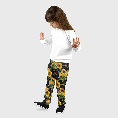 Детские брюки Fashion Sunflowers and bees / 3D-принт – фото 3