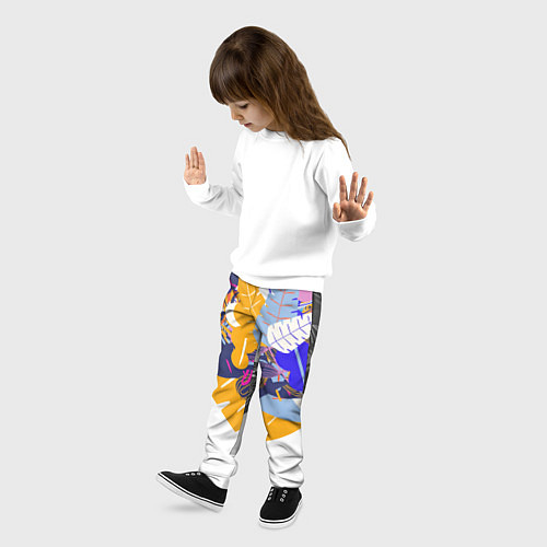 Детские брюки Узор из листьев и цветов / 3D-принт – фото 3