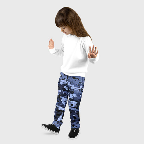 Детские брюки Синий камуфляж в клетку / 3D-принт – фото 3