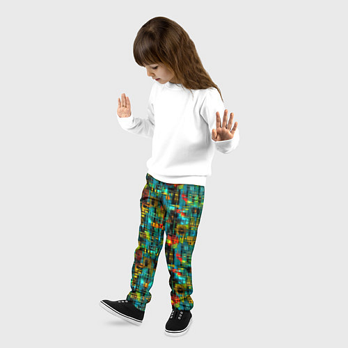 Детские брюки Разноцветные штрихи на бирюзе / 3D-принт – фото 3