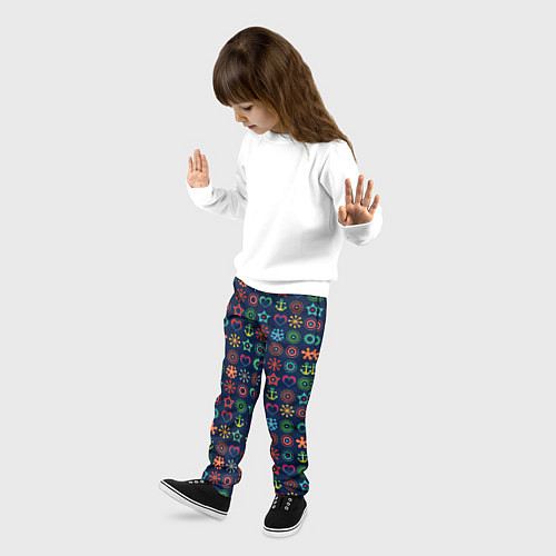 Детские брюки Морской разноцветный узор / 3D-принт – фото 3