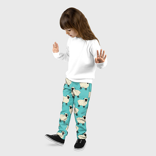 Детские брюки Овечки паттерн на бирюзовом / 3D-принт – фото 3