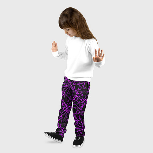 Детские брюки Фиолетово-черный абстрактный узор / 3D-принт – фото 3
