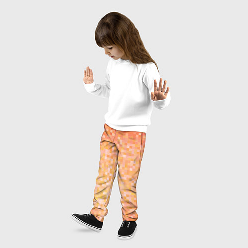 Детские брюки Оранжевая пиксель абстракция / 3D-принт – фото 3