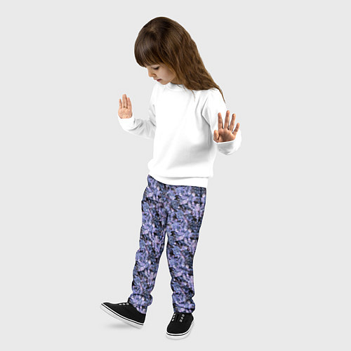 Детские брюки Сине-фиолетовый цветочный узор / 3D-принт – фото 3