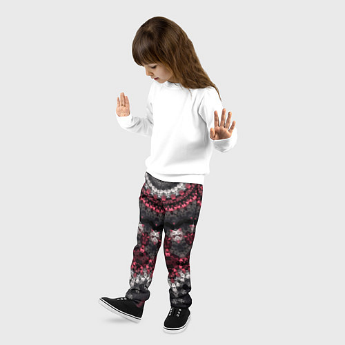 Детские брюки Красно-черный мозаичный узор / 3D-принт – фото 3