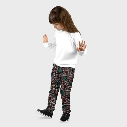 Детские брюки Зимний рождественский узор / 3D-принт – фото 3