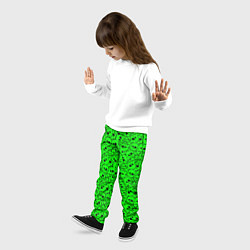 Брюки детские Черепа на кислотно-зеленом фоне, цвет: 3D-принт — фото 2