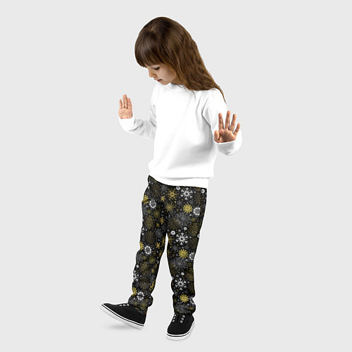 Детские брюки Зимние Узоры золотые / 3D-принт – фото 3