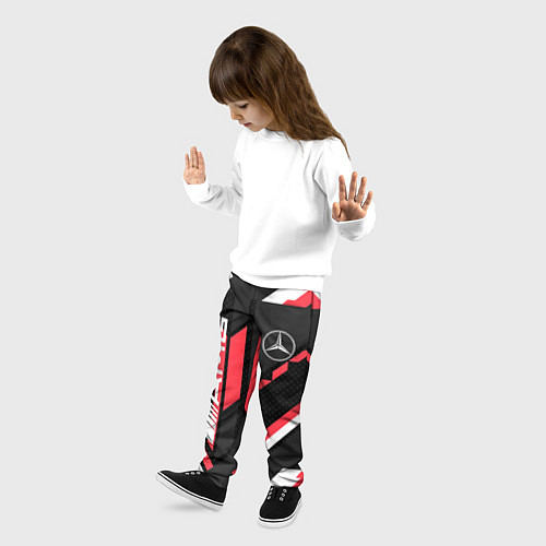 Детские брюки MERCEDES-BENZ AMG GEOMETRY STRIPES RED / 3D-принт – фото 3