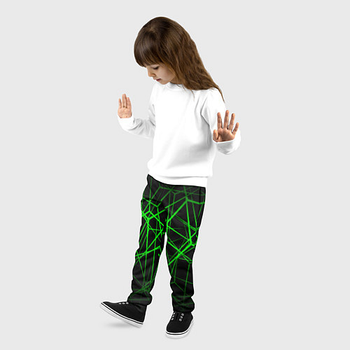 Детские брюки ЯДОВИТЫЕ ЛИНИИ ЗЕЛЕНЫЙ ГЕОМЕТРИЯ / 3D-принт – фото 3