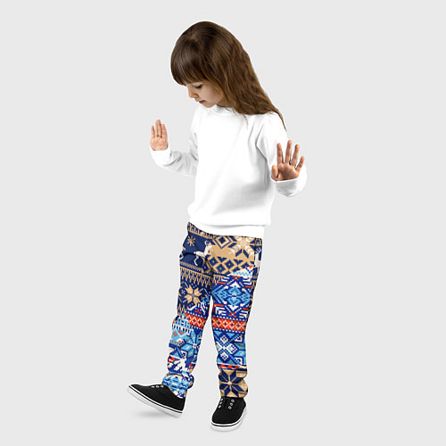 Детские брюки НОВОГОДНИЙ УЗОР ОЛЕНИ И МЕДВЕДИ НОВЫЙ ГОД 2022 / 3D-принт – фото 3
