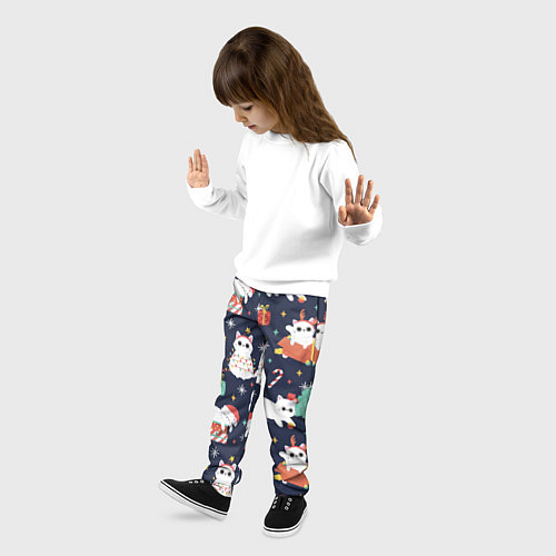 Детские брюки Новогодние Котята 2022 / 3D-принт – фото 3