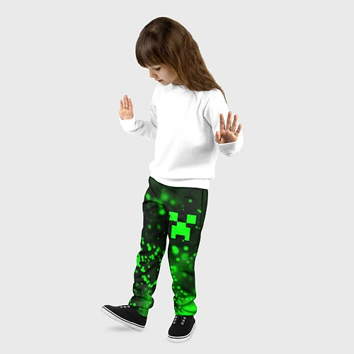 Детские брюки MINECRAFT - КРИПЕР - Частицы / 3D-принт – фото 3