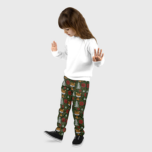 Детские брюки Вязаный стиль - тигр 2022 новогодний / 3D-принт – фото 3