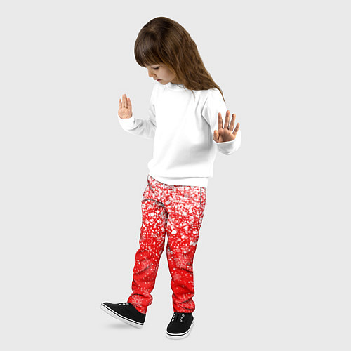 Детские брюки ЗИМА БЛИЗКО, НОВЫЙ ГОД 2022 СНЕЖИНКИ И БРЫЗГИ КРАС / 3D-принт – фото 3