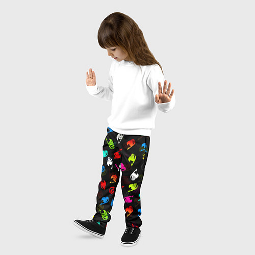 Детские брюки ХВОСТ ФЕИ ЛОГОБОМБИНГ ЦВЕТНЫЕ СИМВОЛЫ FAIRY TAIL / 3D-принт – фото 3