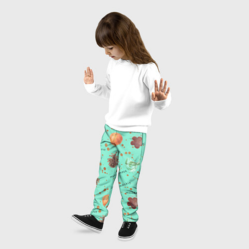 Детские брюки Праздничный принт c позитивными словами на английс / 3D-принт – фото 3