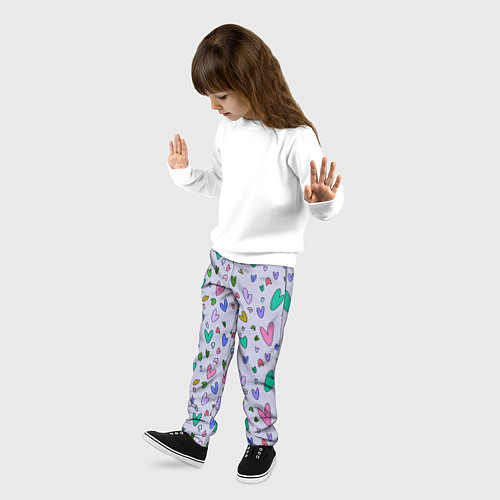 Детские брюки Сиреневые сердечки / 3D-принт – фото 3