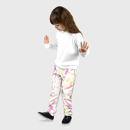 Детские брюки Розовый с желтым принт тай-дай / 3D-принт – фото 3