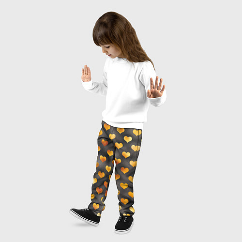 Детские брюки Сердечки Gold and Black / 3D-принт – фото 3