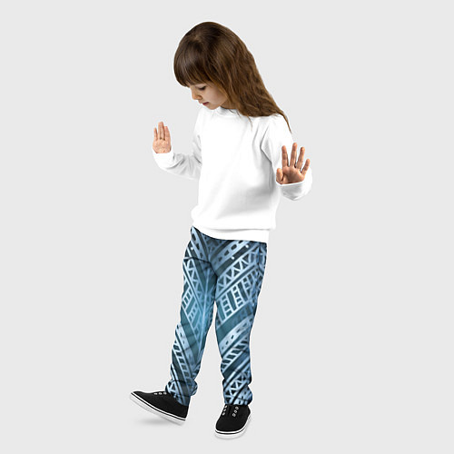 Детские брюки Неоновый абстрактный узор Синий и голубой неон на / 3D-принт – фото 3