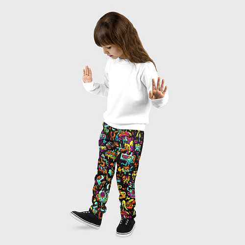 Детские брюки Прикольный красочный паттерн / 3D-принт – фото 3