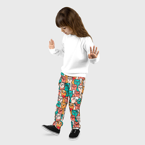 Детские брюки Милые Разноцветные Котики / 3D-принт – фото 3